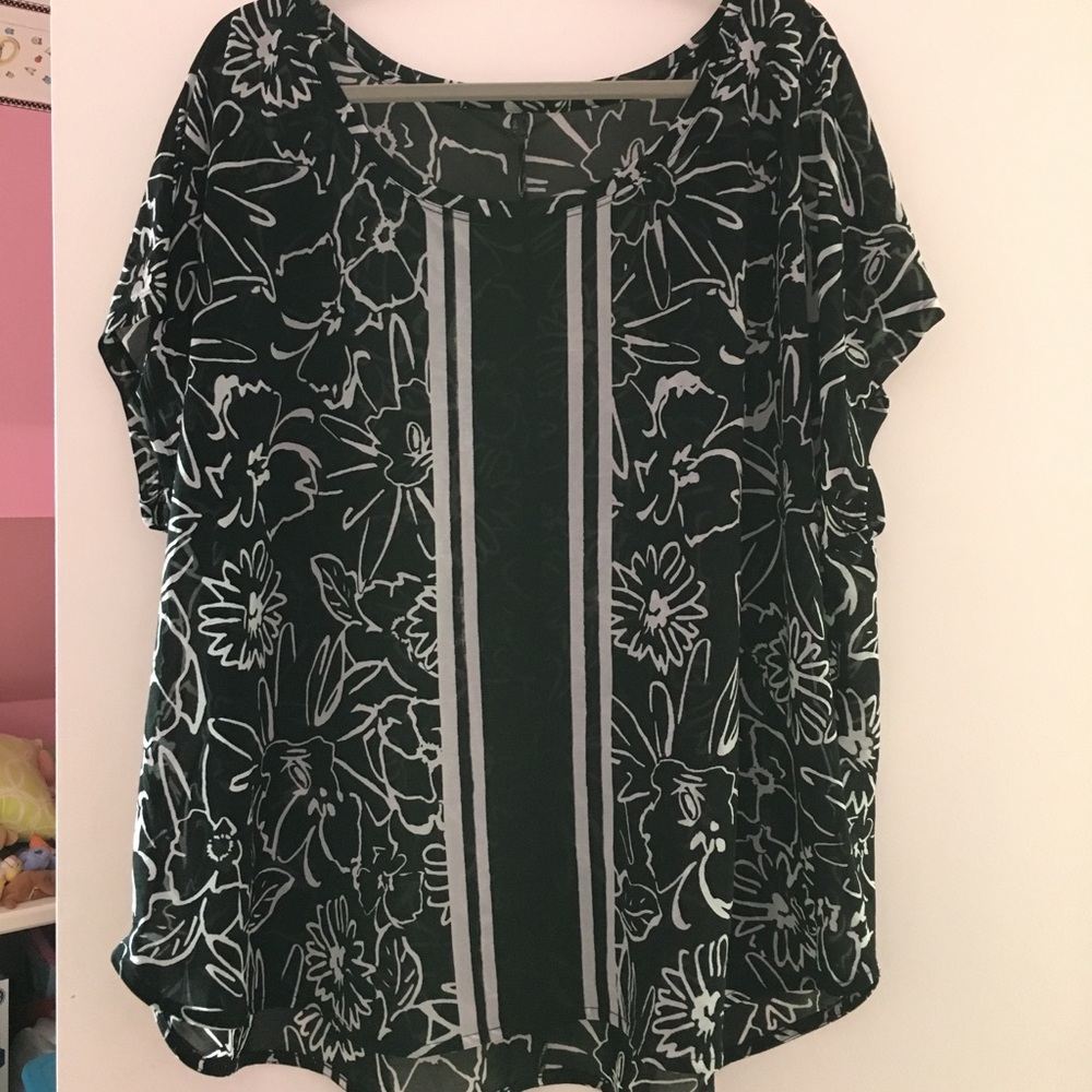 Black and Tan sheer top from Lane Bryant, size 22